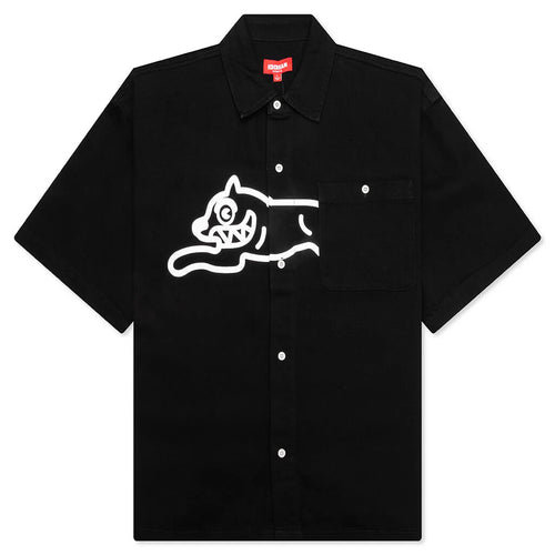 Black Dog S S Cropped Fit Woven Shirt Black Caramel