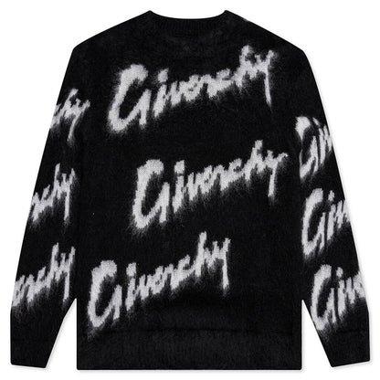 Intarsia Mohair and Wool Sweater Black White