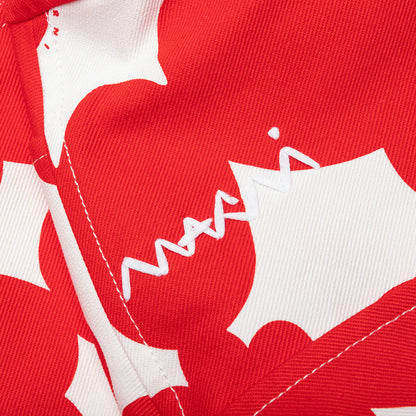Red and White Dillies Print Jacket Crimson