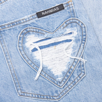 Heart Patchwork Jeans Light Wash