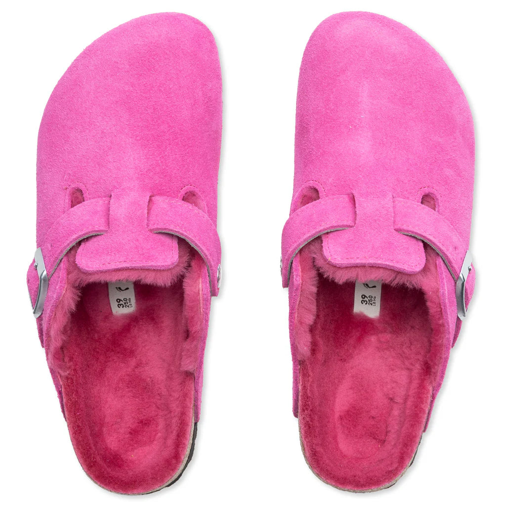 Womens Narrow Boston Shearling Suede Fuchsia Tulip