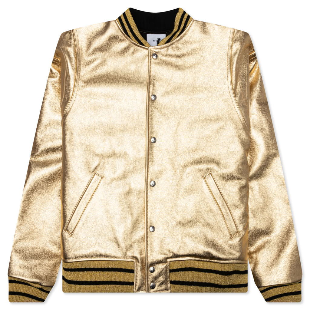 Metallic Leather Bomber Gold