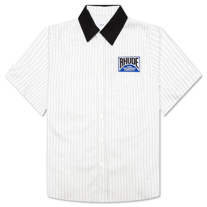 Twill Stripe Mechanic Shirt White Black