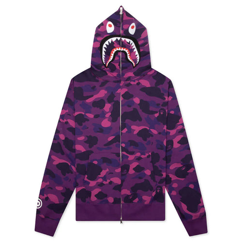 Color Camo Shark Full Zip Hoodie Purple