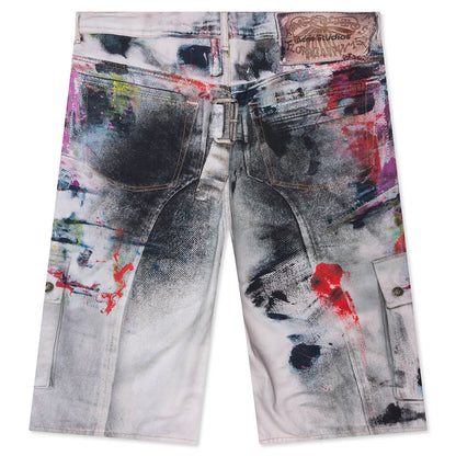Denim Shorts White Multi