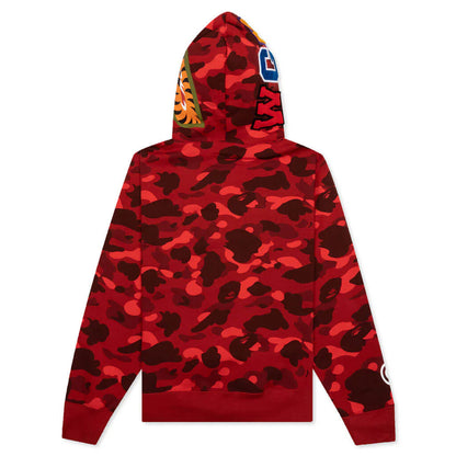 Color Camo Shark Full Zip Hoodie Red