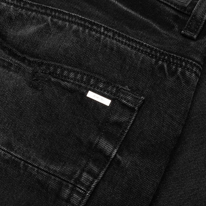 Varsity Eagle Logo Straight Jean Faded Black