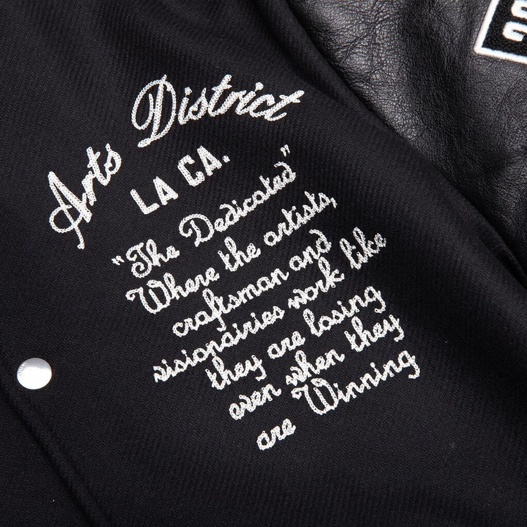 Oversized Eagle Varsity Jacket Black