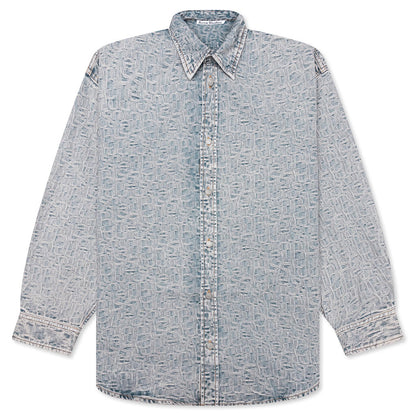 Relaxed Fit Denim Shirt Blue Beige