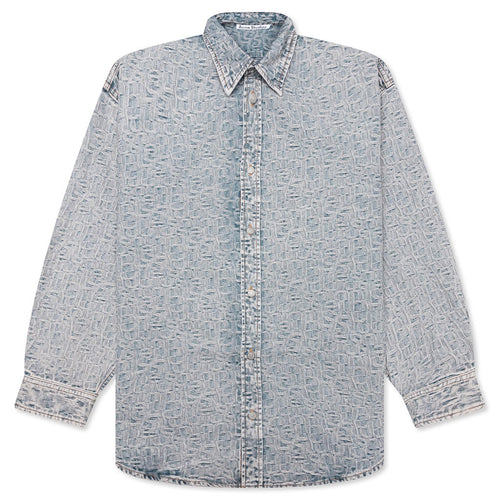 Relaxed Fit Denim Shirt Blue Beige