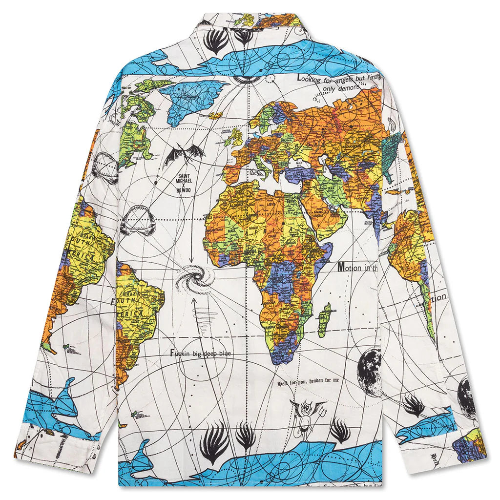 Saint Michael x Dr Woo World Map Pajama Shirt Map White