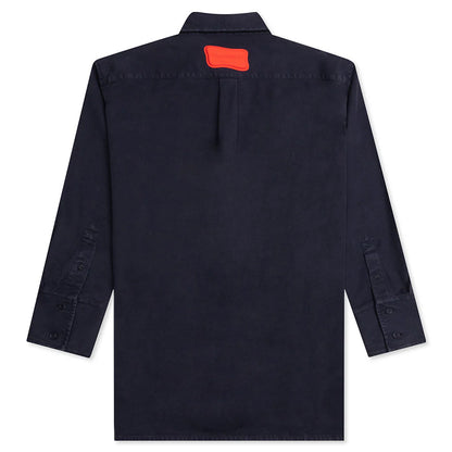 Chest Pocket Oversized Contrast Shirt Navy