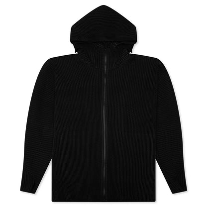 Wickerwork Mesh Zip up Black