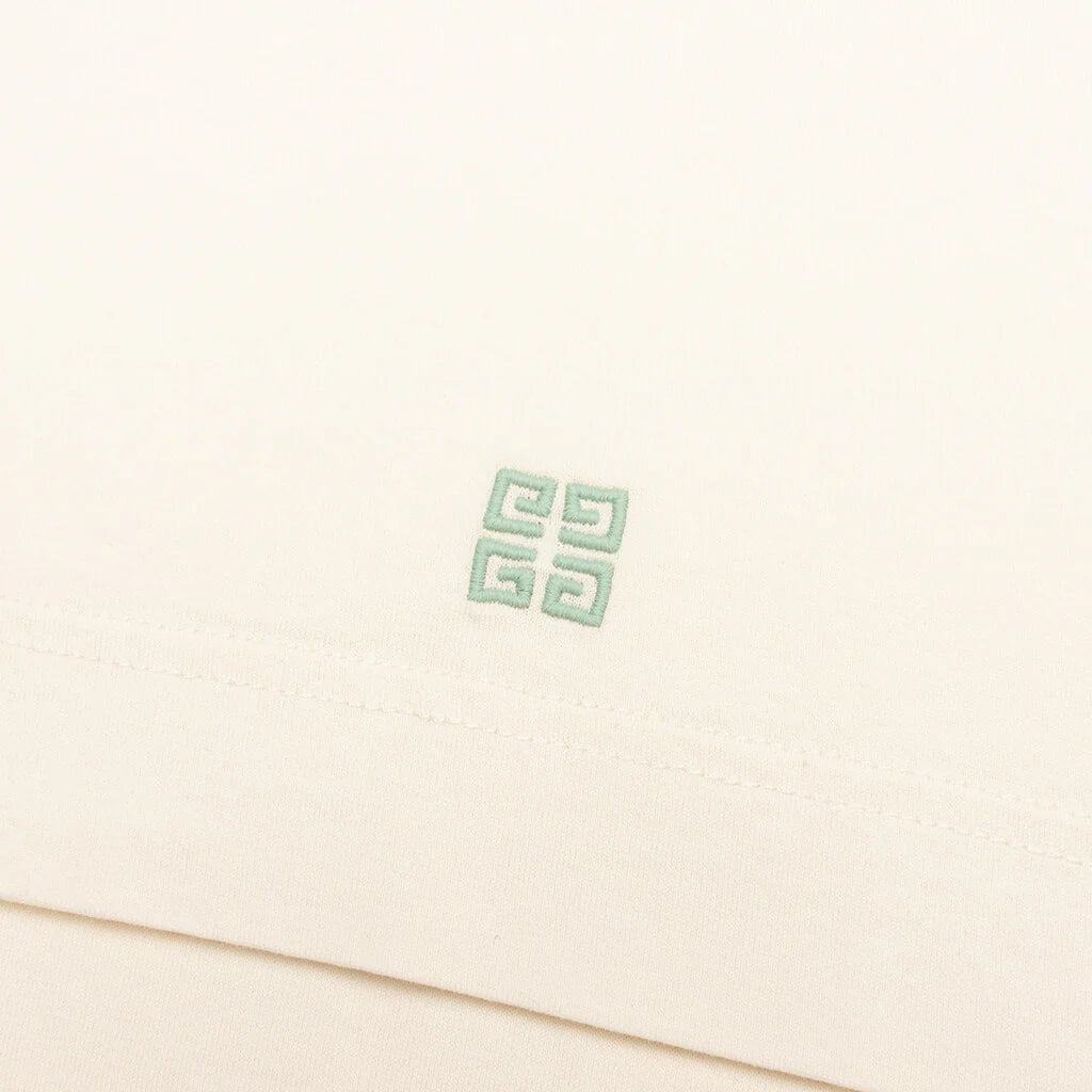 Floral Detail Cotton T Shirt Ivory