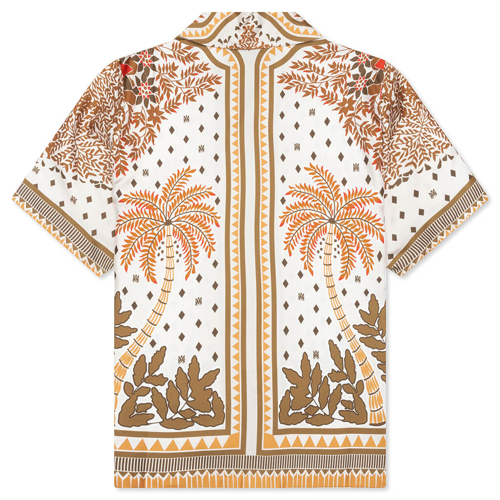 Palm Tree Bowling Shirt Copper Brown