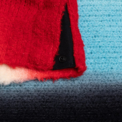 Tie Dye Knit Pullover Black Red