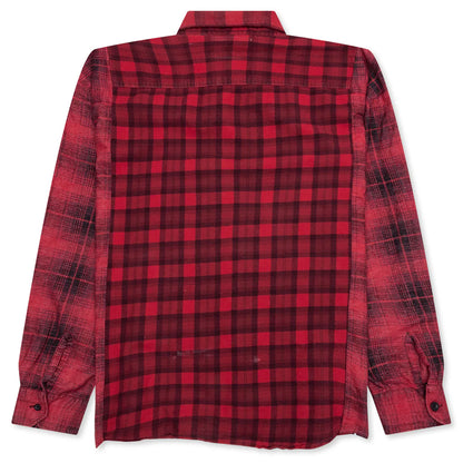 Over Dyed Ribbon Wide Shirt Red