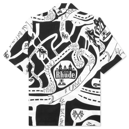 Strada Silk Shirt Black White