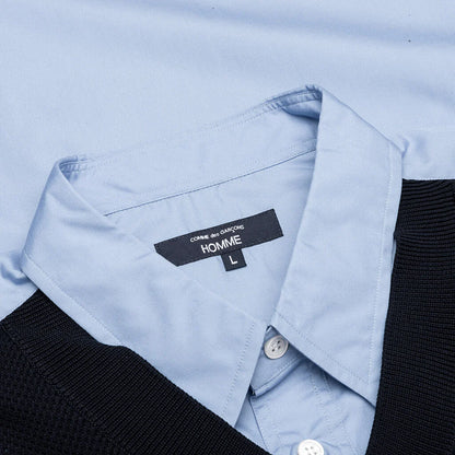 Mixed Material Shirt Sax Navy