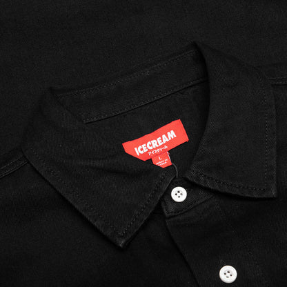 Black Dog S S Cropped Fit Woven Shirt Black Caramel