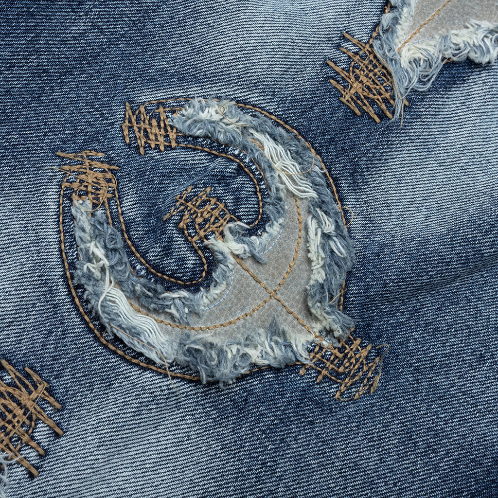 Bone Leather Denim Pants Blue