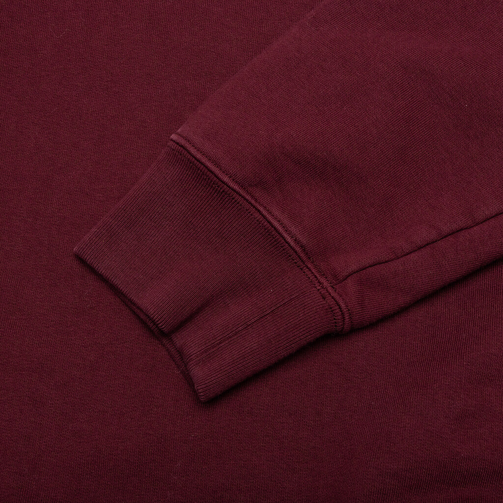 Logo Embroidered Long Sleeved Hoodie Burgundy