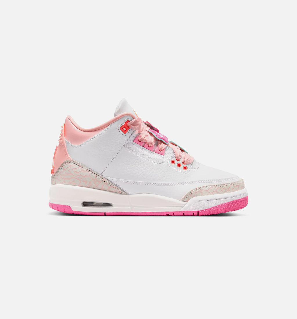 Air Jordan 3 Retro Spring Flowers Grade School Lifestyle Shoe Pearl Pink Pink Bloom Pink Glow Hyper Orange