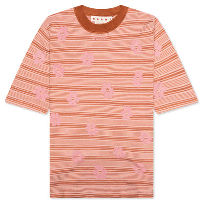 Striped Floral T Shirt Pink Gummy