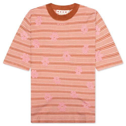 Striped Floral T Shirt Pink Gummy