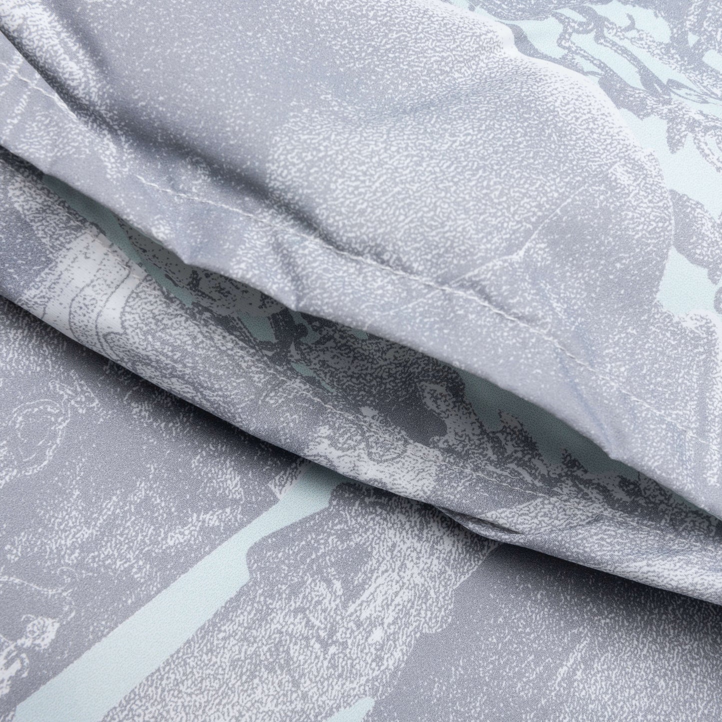 Linen Bermuda Swim Shorts with Hubert Objects Print Prussian Blue Grey