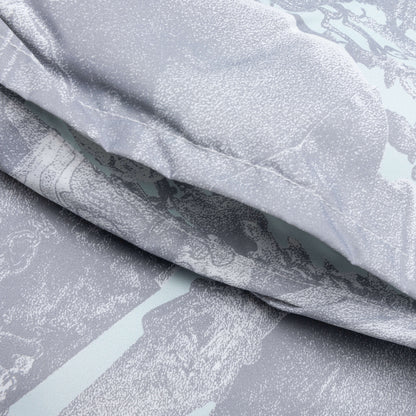 Linen Bermuda Swim Shorts with Hubert Objects Print Prussian Blue Grey