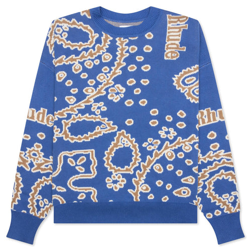 Bandana Knit Crewneck Light Blue
