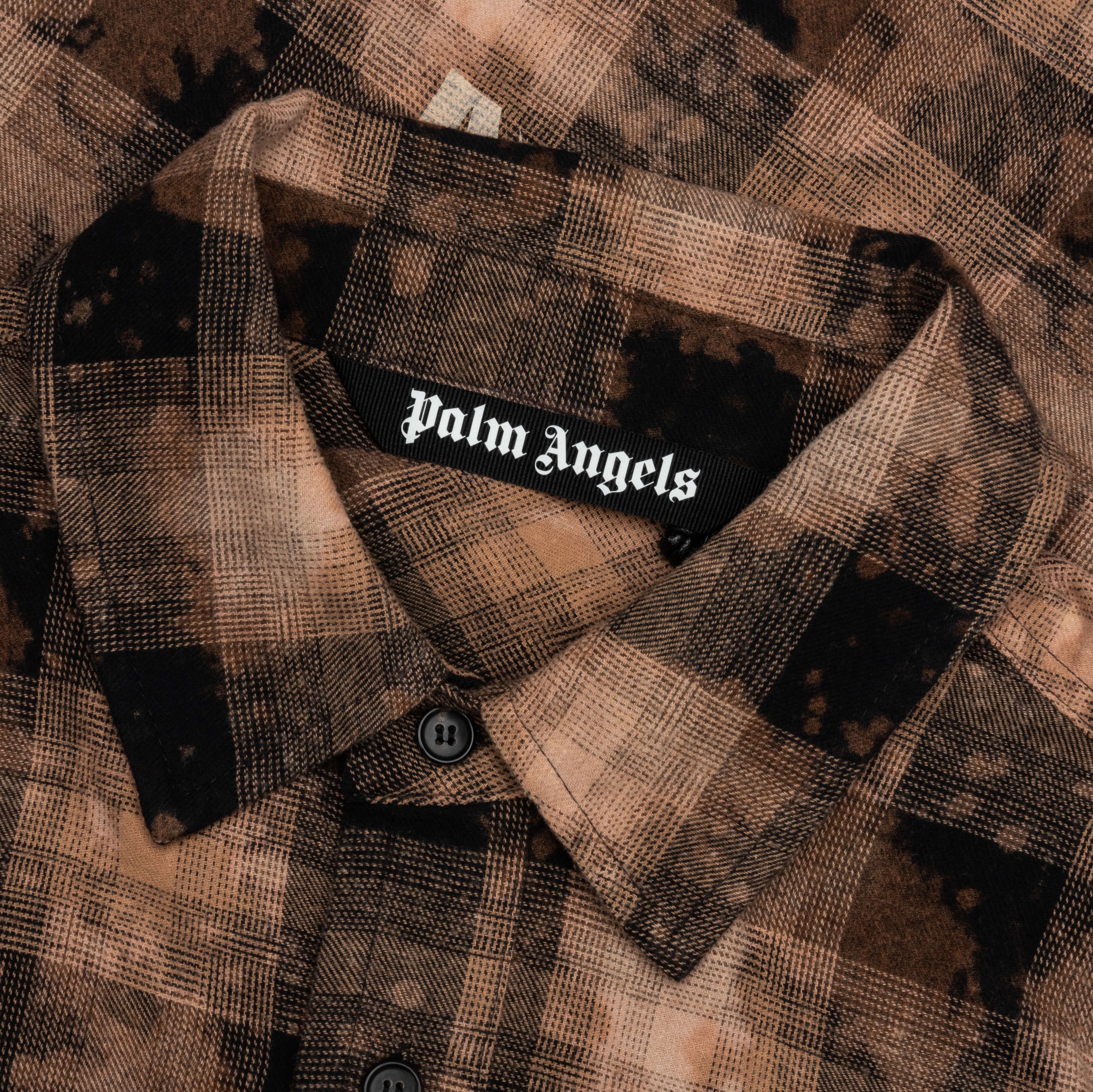 Curved Logo Check Shirt L S Brown Off White