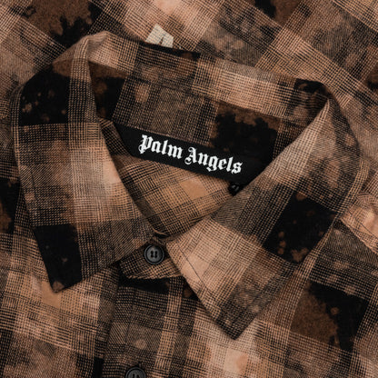 Curved Logo Check Shirt L S Brown Off White