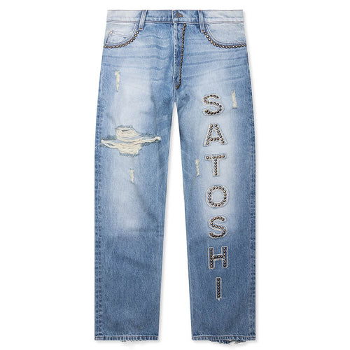 Studded Cowboy Denim Blue Denim
