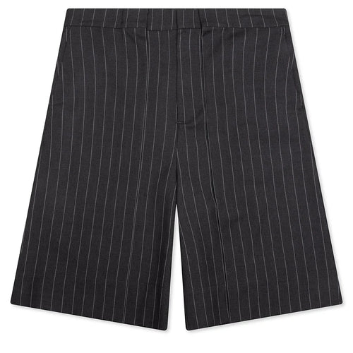 Folded Front Pleat Shorts Mid Grey Melange
