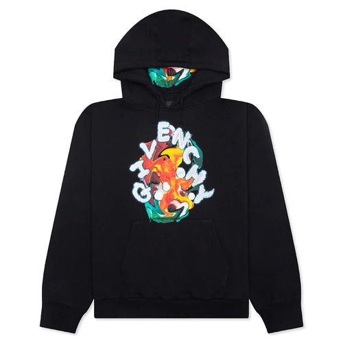 Psychedelic Boxy Fit Hoodie Black