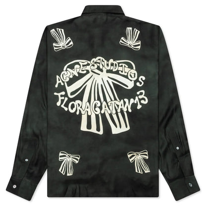 Floragatan Button Up Shirt Black White