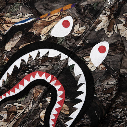 Tree Edge Camo Shark Relaxed Fit Full Zip Hoodie Brown