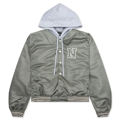 Nylon Hooded Bomber Army Green