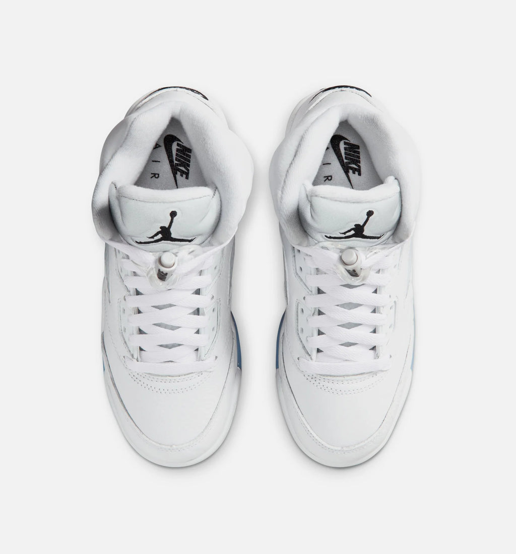 Air Jordan 5 Retro OG White Metallic Grade School Lifestyle Shoe White Black Metallic Silver Free Shipping