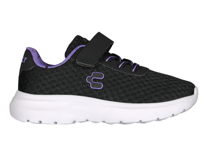 Tenis Charly Road Casual Negro y Morado para Niña
