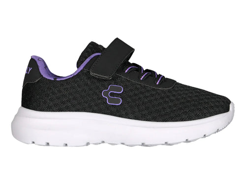 Tenis Charly Road Casual Negro y Morado para Niña