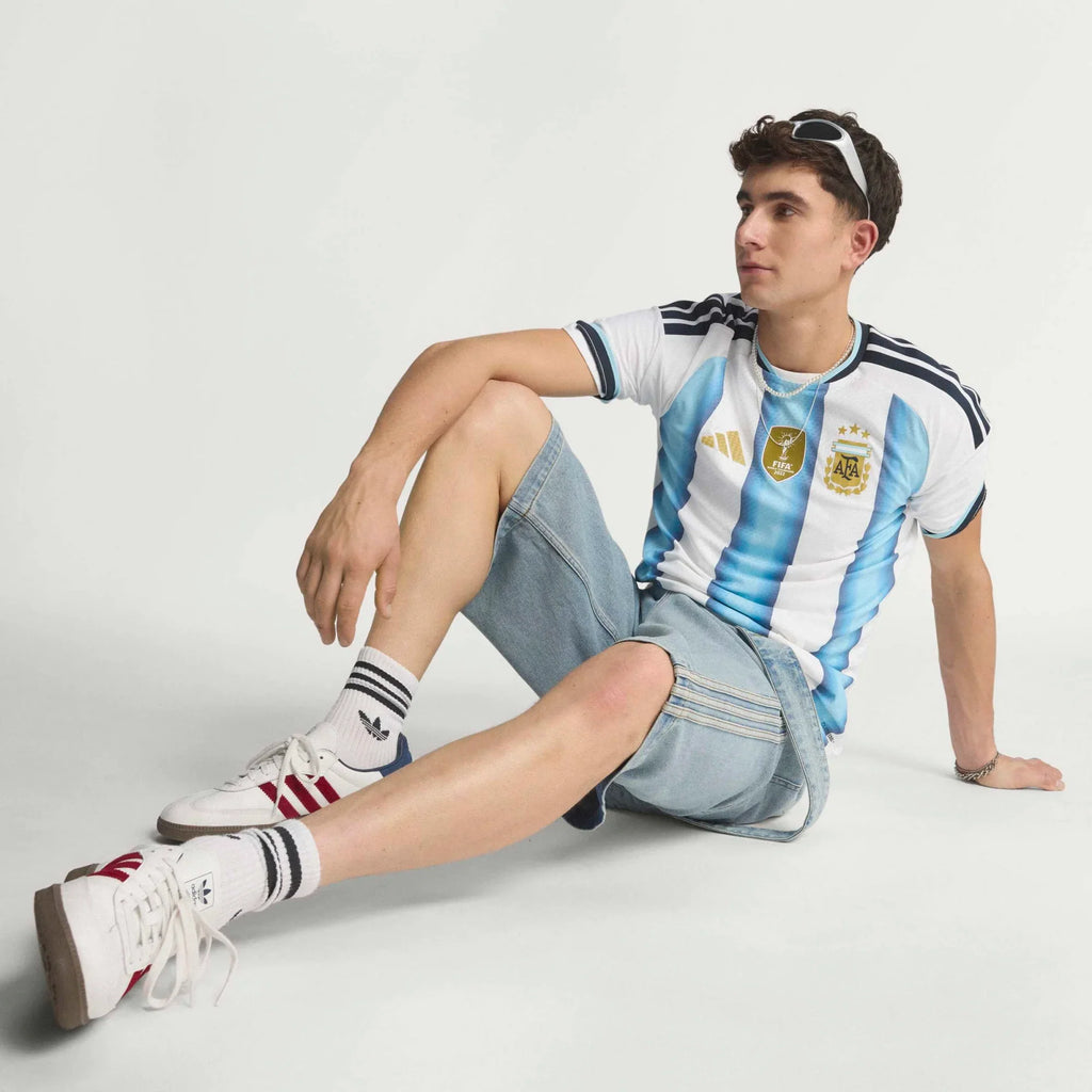 adidas Argentina Home Authentic Mens Soccer Jersey 26 White Blue