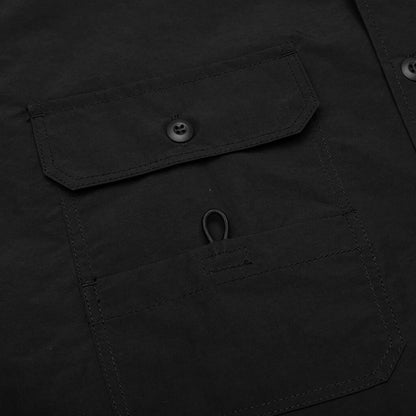 Curved Hem Nylon Short Sleeve Shirt Black