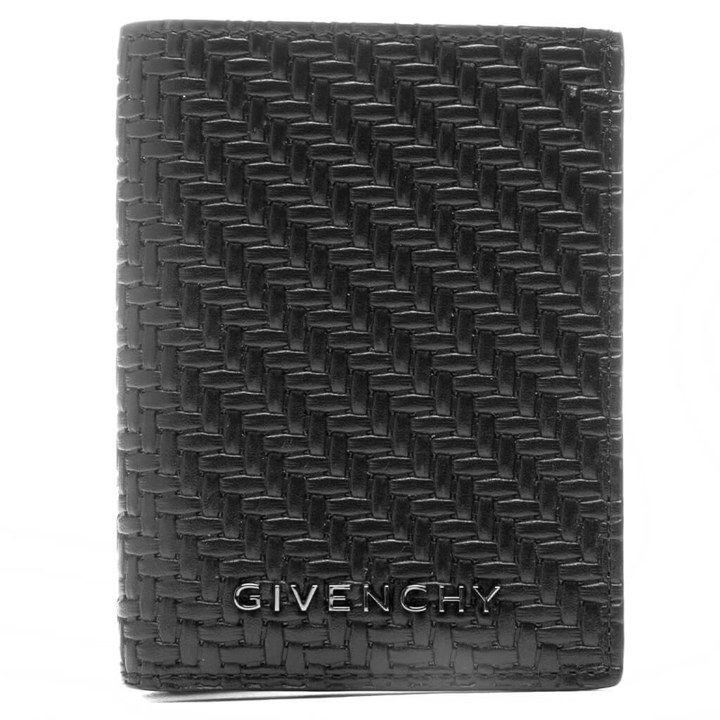 Braided Effect Leather Card Holder Black