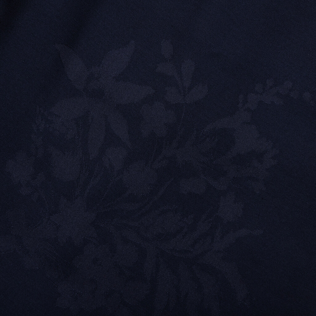 Silk Floral Jacquard Pants Navy