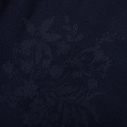 Silk Floral Jacquard Pants Navy