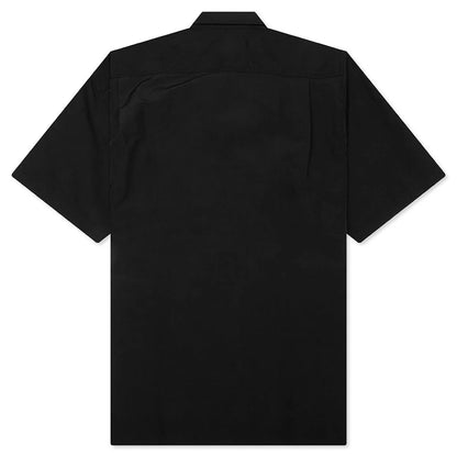 Curved Hem Nylon Short Sleeve Shirt Black