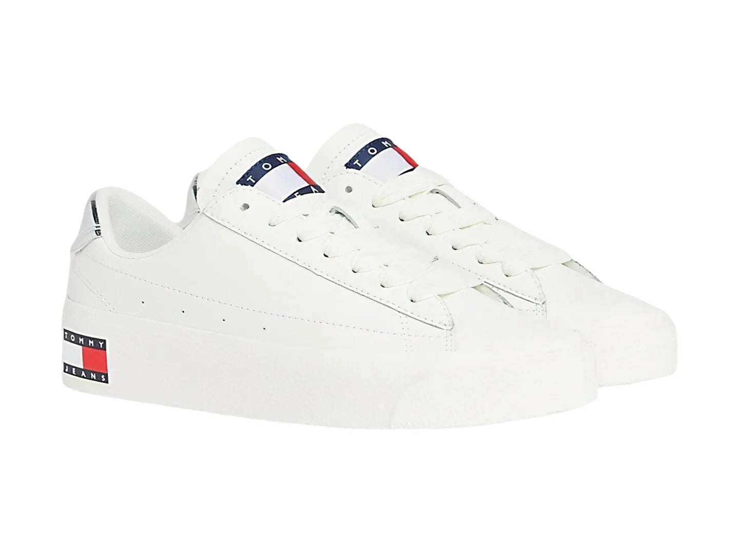 Tenis Tommy Hilfiger TJW Vulc Leather Plat Ecru para Mujer